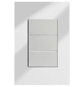 Conjunto Interruptor Triplo (1 Simples + 2 Paralela) 4x2 - RECTA Espelhada Gloss (Módulo Prata)